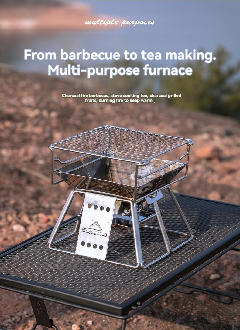 CAMPINGMOON Outdoor-Grill für Paare zum Grillen von 1–2 Personen, kleiner Campinggrill aus Holzkohle für Familien, X-MINI – Detail 3