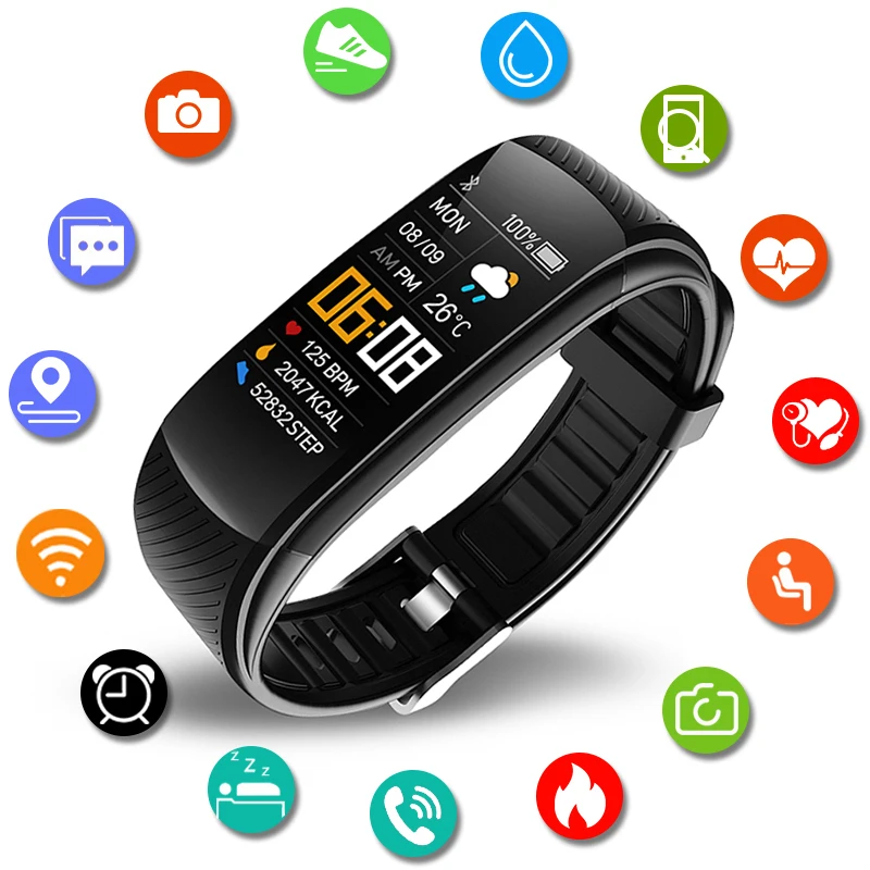 Digital Smart Watch Men Heart Rate Blood Pressure Waterproof Smartwatch Fitbit Colorful Screen Sports Watches Fitness Tracker