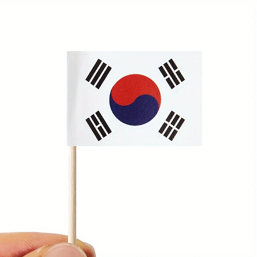 100 Stück Zahnstocherflaggen mit koreanischer Flagge – perfekt für Cocktails, Käsebretter und Partydekorationen, Cupcakes, Pizza und Obst – Detail 6