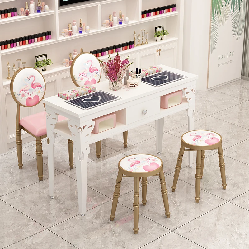 

Office Reception Manicure Table Desk Designer Luxury Manicure Table Women Modern Schmincktisch Commercial Furniture RR50MT