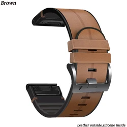 Elegant Silicone Leather Quickfit Watch Strap - Universal Design for 22mm Fenix 5 5Plus (BROWN)