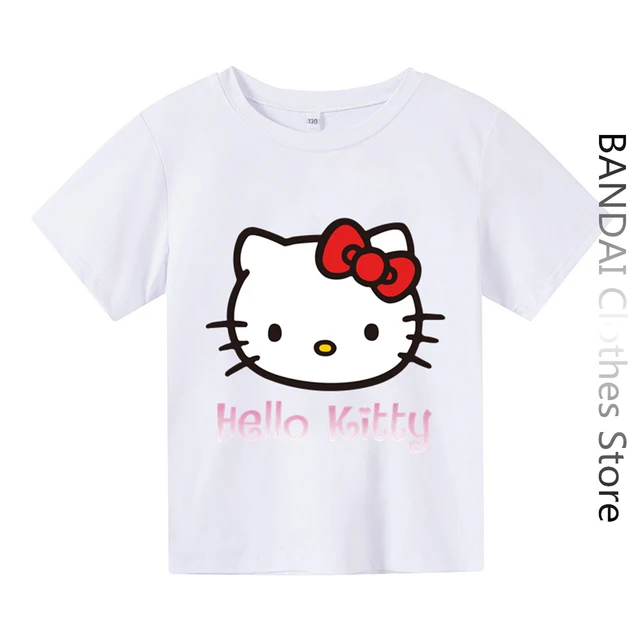 

Hello Kitty Kids Tshirt Kuromi Girls T-shirts Short Sleeve Women Streetwear Pullover Baby Boy Clothes Sets Casual Sanrio Tops