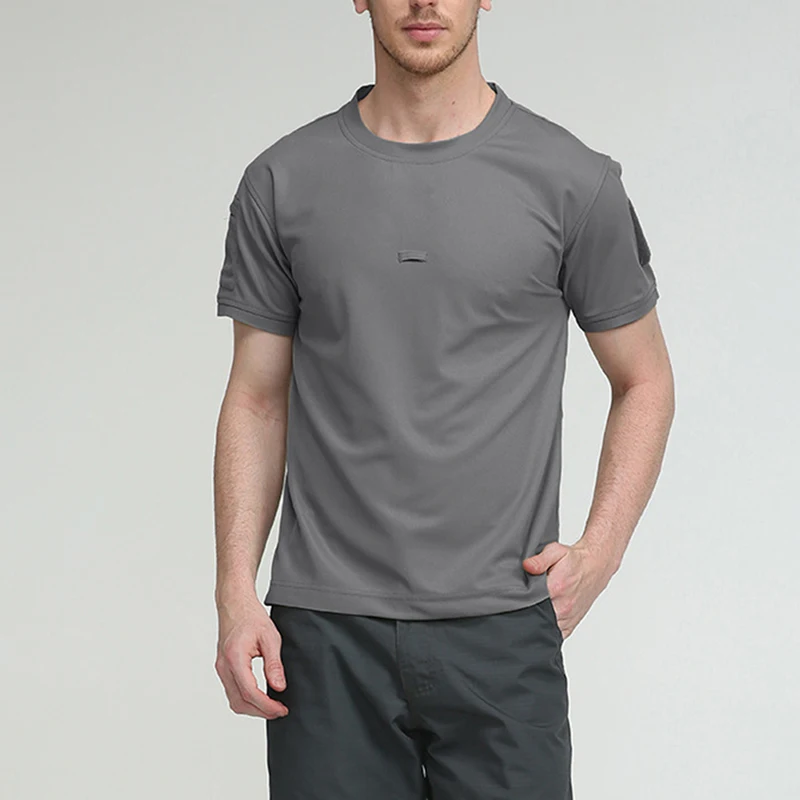Tactical T-Shirts Men Sports Outdoor Military Tee Quick Dry Short Sleeve Shirt Hiking Army Soldier Mens Breathable Clothing