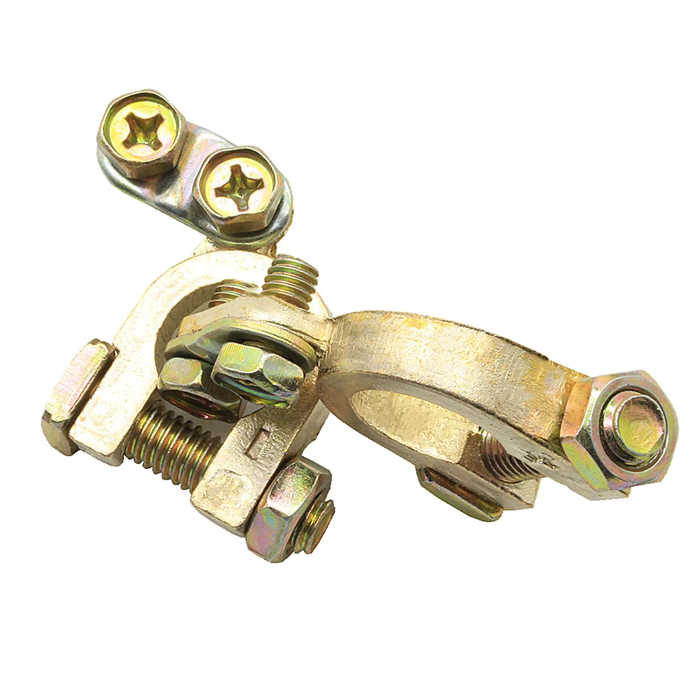 Car Battery Terminal 2pcs 5mm Positive 34mm Negative Gold Plated Universal Auto Metal Battery Terminals