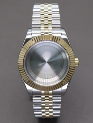 Elegant Gold and Silver Fluted Watch Case with Sapphire Glass for 36mm Miyota 8215 (Solid bottom cover 2)