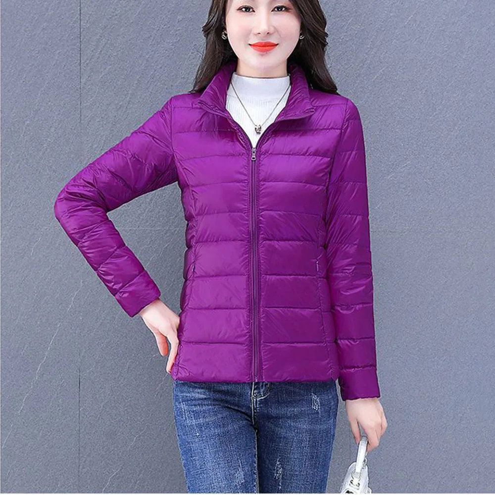 Thin Down Cotton-padded Jacket Women Spring And Autumn Zipper Loose Collar Fashion Korean Version Of Casual Short Coat Female .
