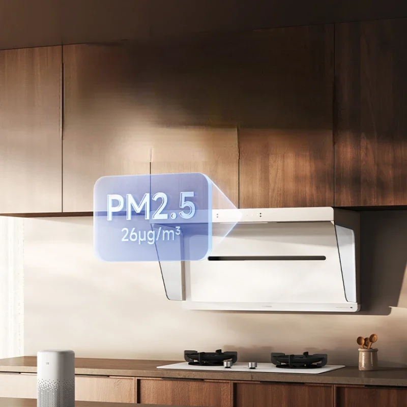 Range Hood MIJIA Net Smoke Machine White Range Hood Home Gas Stove Set Kitchen Smoke Machine Cooker Suit  Kitchen Hood 4