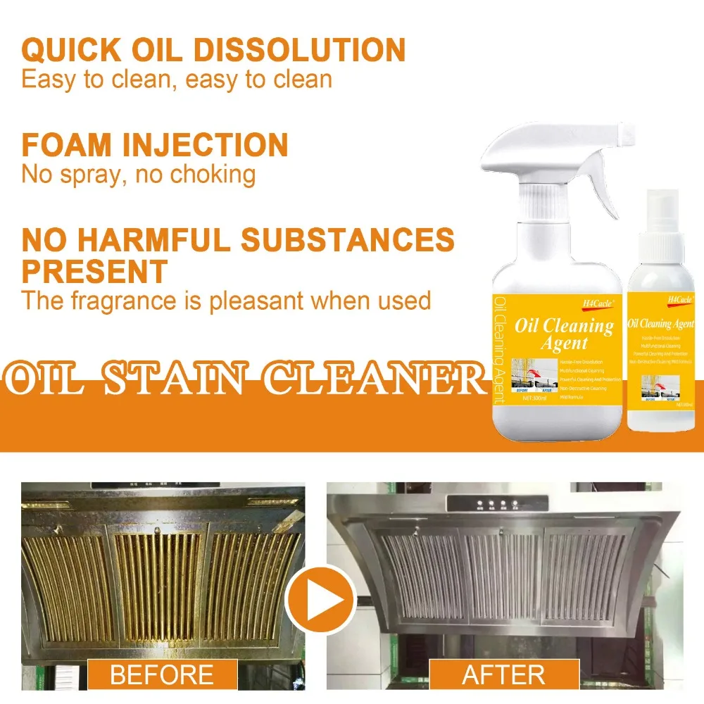 Heavy Oil Cleaner Kitchen Oil Stain Degreaser Stains Remover Cleaning Grills Ovens Home Cooktop Cleaning Spray