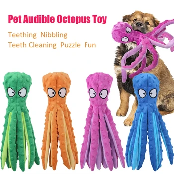 Dog Vocal Toys Octopus Non-stuffed Soft Plush Toy Puppy Educational Teething Chew Toys Pet Supplies for Small Medium Dogs