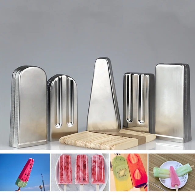 20Pcs Stainless Steel Popsicle Molds Commercial Ice Pop Molds Ice Cream  Maker Mold Stick Holder with Lid Single Cup Capacity 108g