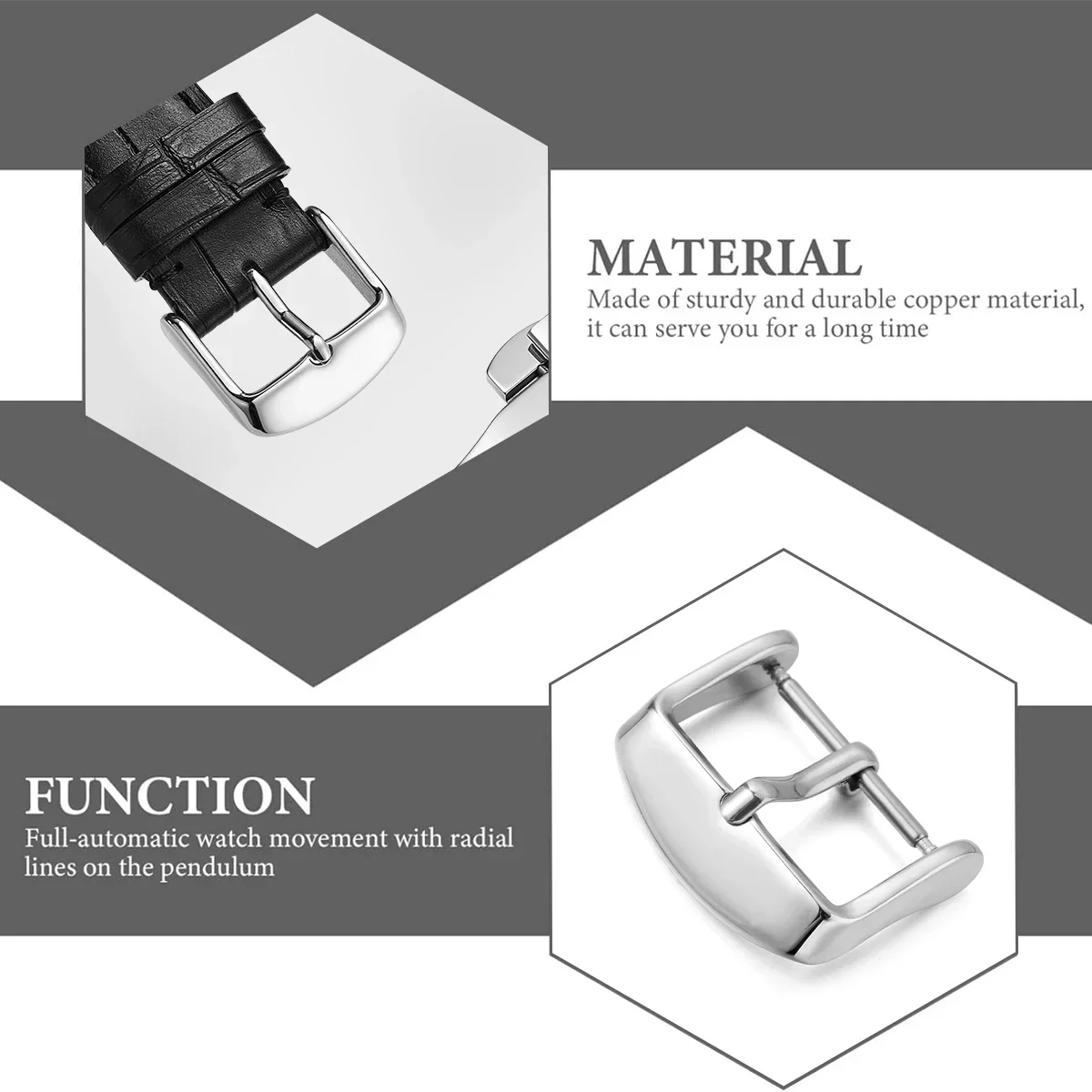 Elegant Brushed Stainless Steel Watch Pin Buckle - Silver, Gold, Black Finish