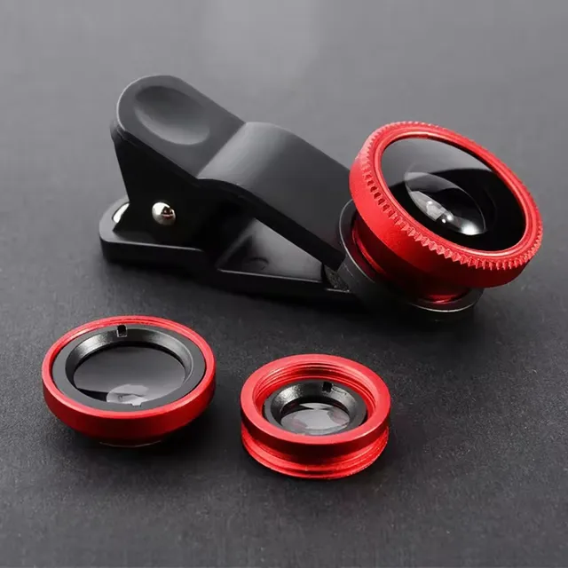3 in 1 Phone Lens 0.67X Wide Angle Zoom Fisheye Macro Lenses Camera Kits For iPhone 16 Xiaomi Huawei mobile phone External Lens 1