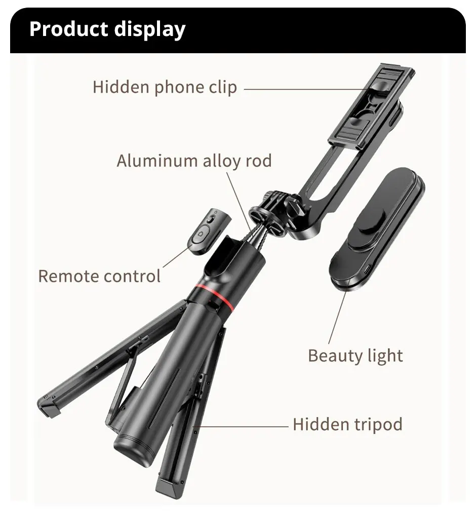 Wireless Selfie Stick Tripod Stand With Fill Light For Ios Phone