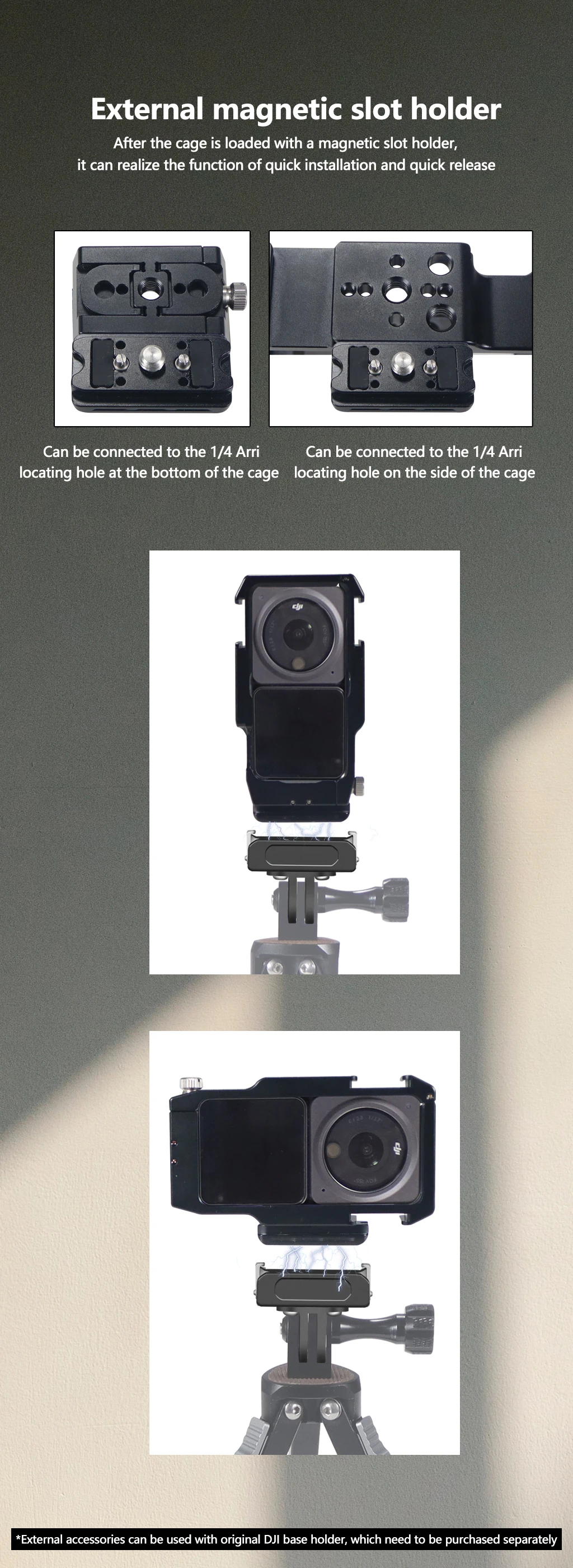 Magnetic Action Camera Cage For Action 2 Dual-screen Full Cage w/ Cold Shoe Mou