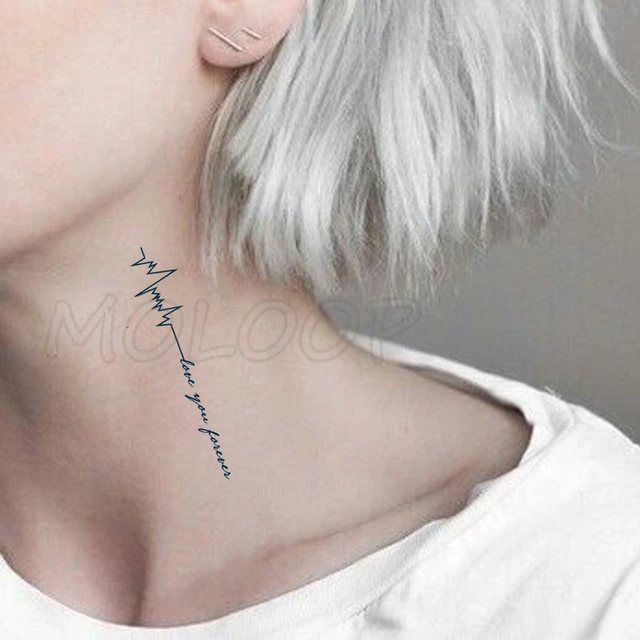 Waterproof Temporary Tattoo Stickers Neck Sexy ECG Letter Tattoo Small Size  Tatto Flash Tatoo Fake Tattoos for Man Girl Women   AliExpress Mobile