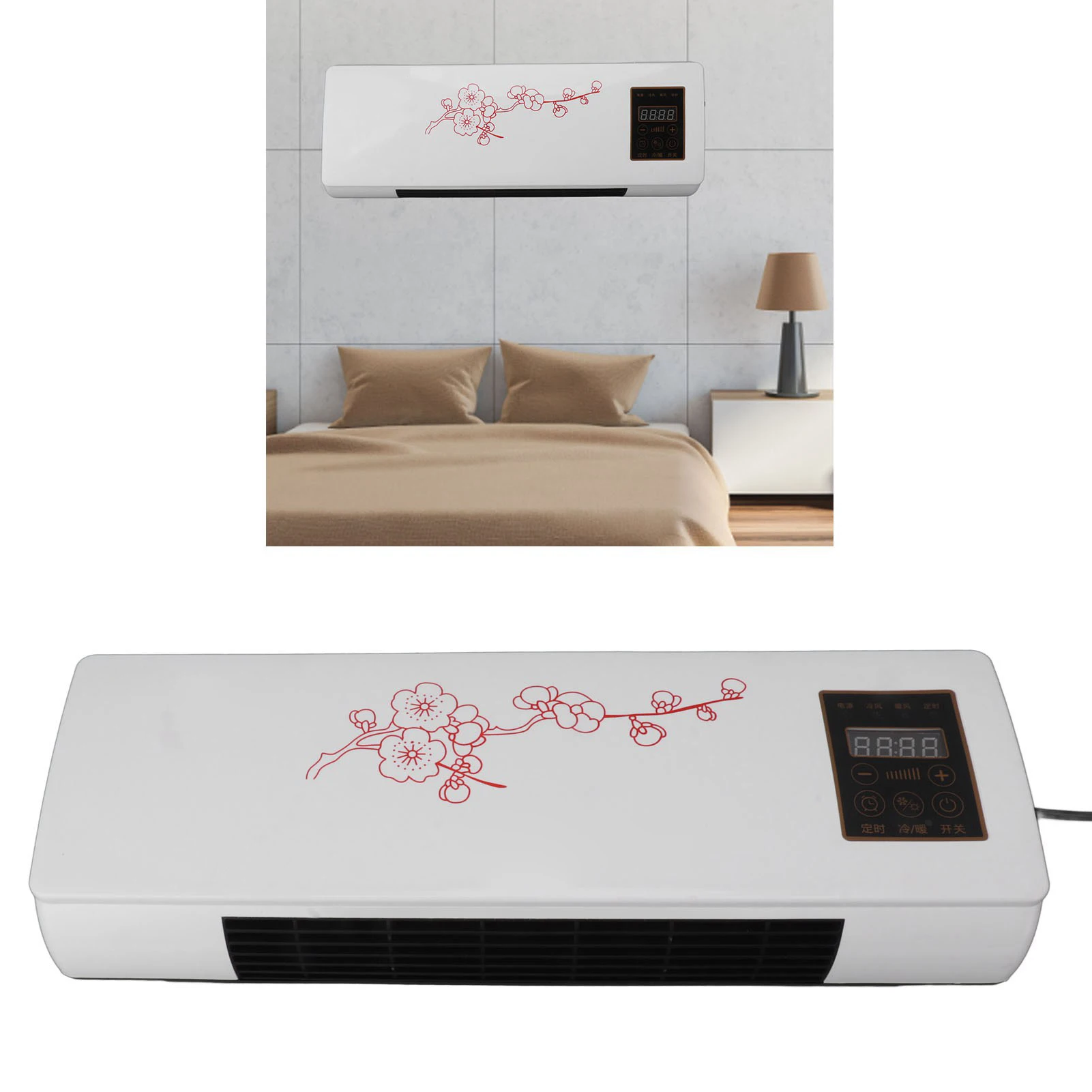 พัดลมทำความร้อนติดผนังอเนกประสงค์แบบพกพาเสียงเบาเสียงเบาพร้อมรีโมทควบคุมสำหรับห้องน้ำห้องนอน 1