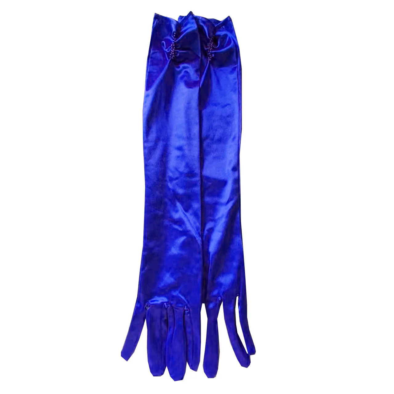 1 Pair Bride Bridal Wedding Gloves White Hot Pink Blue Long Beaded Satin Elegant Women Finger Mittens mariage luvas de noiva
