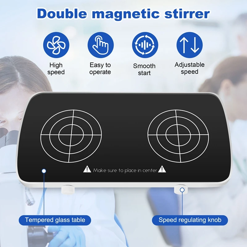 Mini Magnetic Stirrer With Stir Bar,2 Independent Working Panel Lab Mixer,1L+1L Capacity,0-4000RPM Adjusat Speed