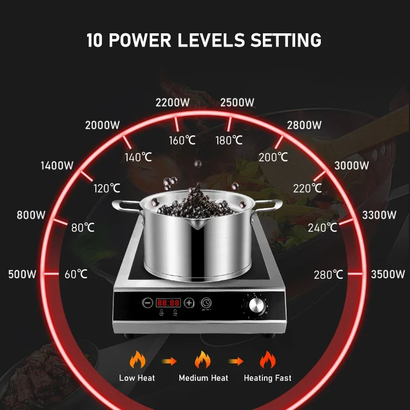 Electromagnetic Furnace Stove Intelligent Electric Commercial Induction Cooker High-speed 3500W Table OEM Stainless Steel 2