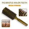 Professional 65mm Wood Round Hairbrush Roll Hairdresser Combs Boar Bristle Curly Hair Brush Straightening Brush For Hairdresser 2