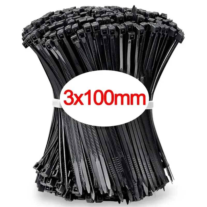 100 PCS Self-locking Plastic Nylon Tie Black Fastening Strap Cable-Tie-Set Cable Zip Tie Fastening Ring Zip Wraps Strap Tie image 12