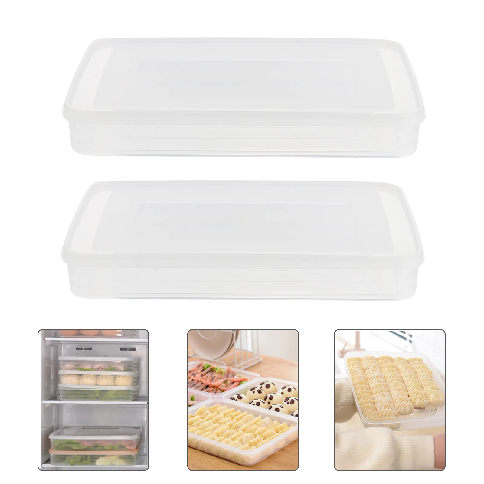 

Kitchen Refrigerator Storage Container: 2pcs Dumplings Freezer Box Airtight Organizer for Fridge 30 5x22cm