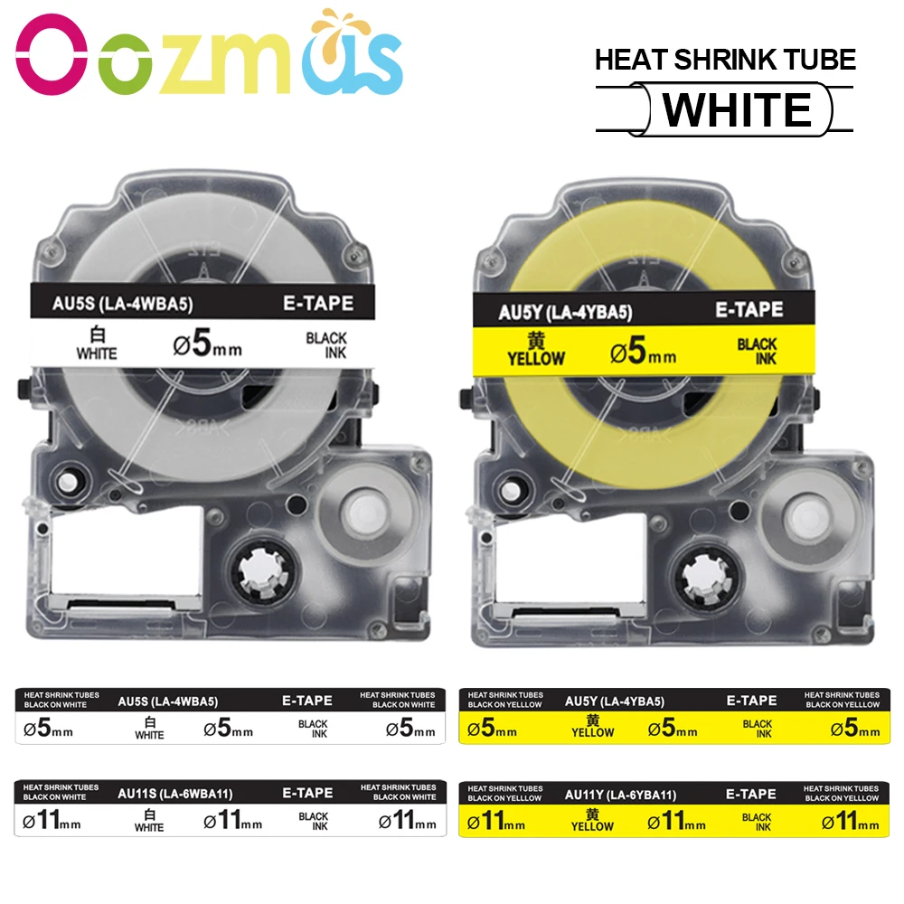 

Oozmas Φ термоусадочные трубки, совместимые с Epson LA-4WBA5 для King Jim SU5S SU5Y Φ 5 мм/9 мм Φ 11 мм/18 мм этикеток