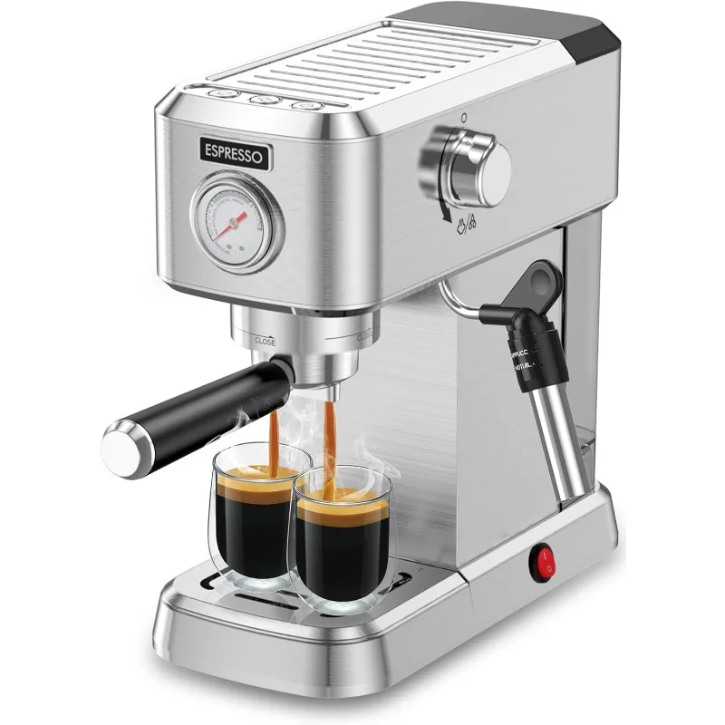 

Espresso Machine 20 Bar, Professional Espresso Maker with Milk Frother Steam Wand, Stainless Steel Espresso Coffee Machine