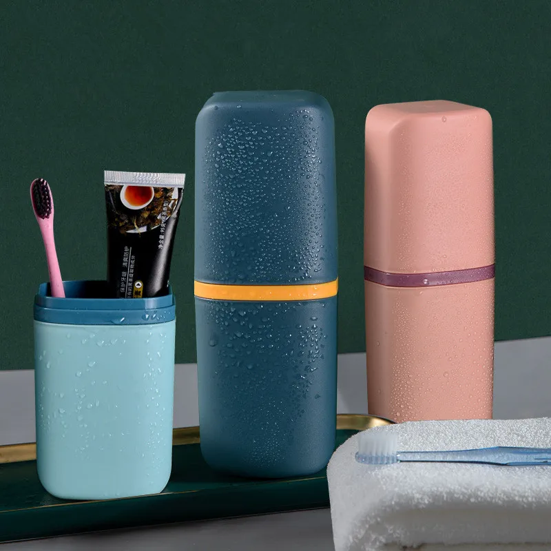 Portable Travel Toothbrush Storage Box Detachable Including 2 Cups Toothpaste Storage Case And Carrier