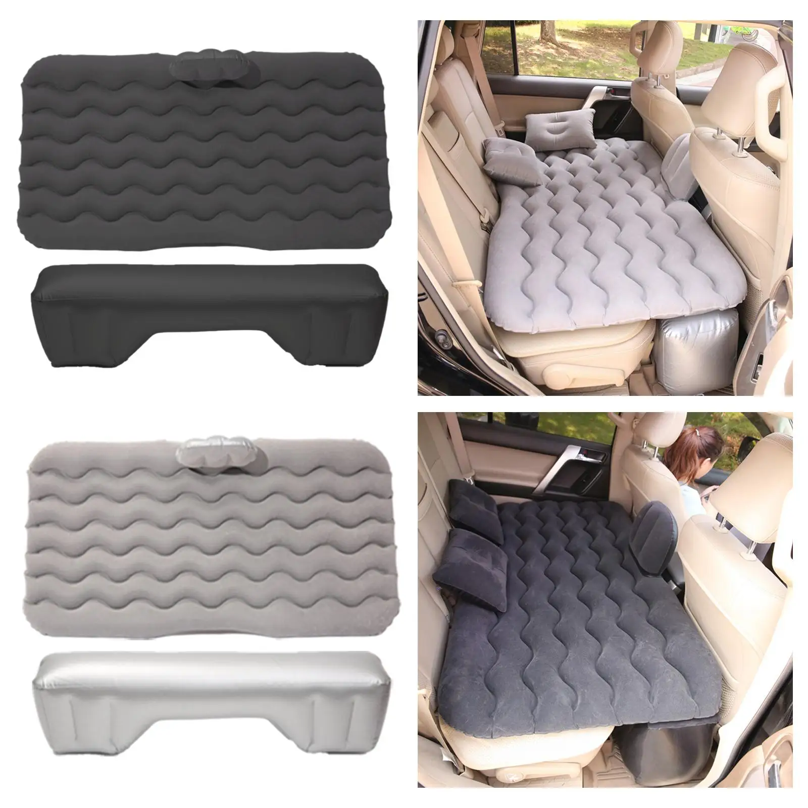Inflatable Car Air Mattress, Backseat Bed w/, Portable Car Mattress for Camping Travel, Home Sleeping Pad w/ Electric Air Pump