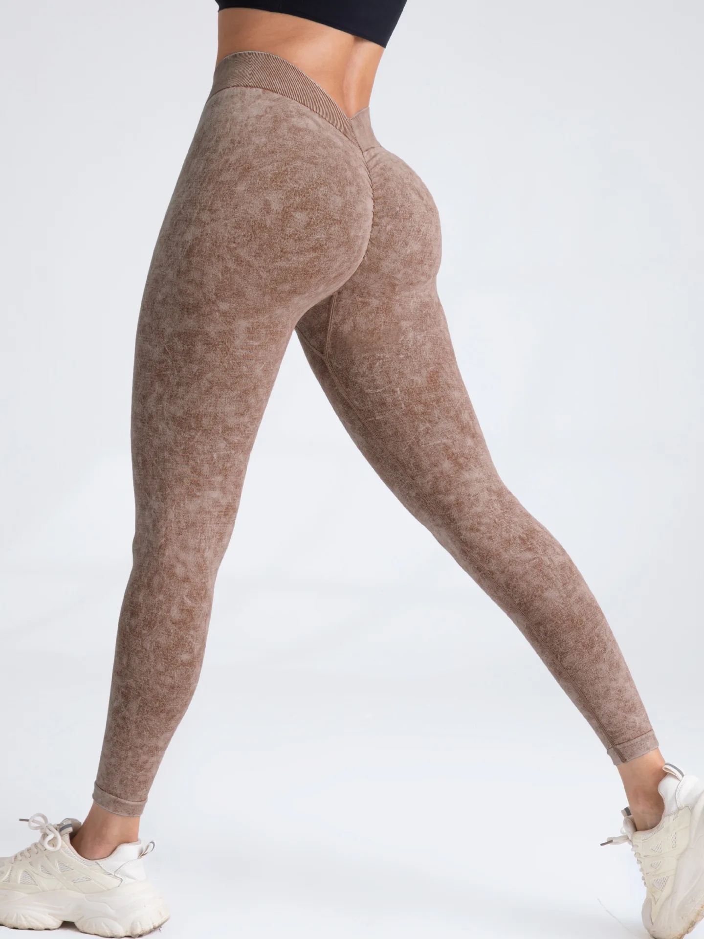V Back Sandwash Seamless Yoga Pants Peach Hip Scrunch Gym Fitness Tight Yoga Pants Sport Leggings Women Workout Tights Sportwear
