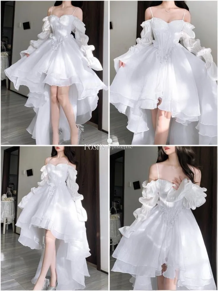 2024 Spring Elegant White Off Shoulder Fairy Dress Chic