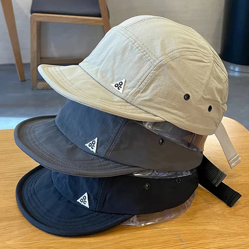 남성용 코튼 야구 모자, 얇은 속건성 통기성 힙합 모자, 짧은 챙 쉐이드 바이저, 야외 스포츠 골프 낚시 모자