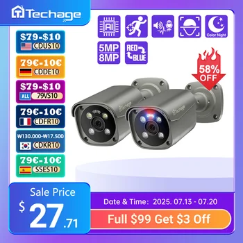 Techage UHD 4K 8MP 5MP Security POE Camera Smart AI Human Detect Outdoor Two-way Audio IP Camera CCTV Surveillance Color Night 1