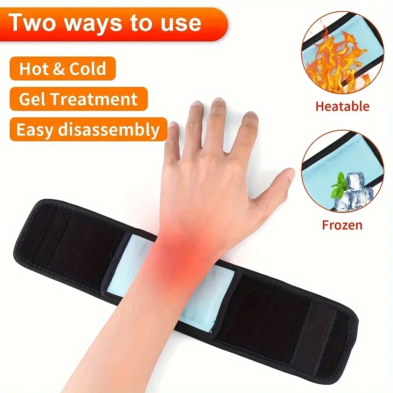 1pc small reusable gel ice pack. For injury and pain relief, hands, arches, wrists, elbows, adjustable and flexible