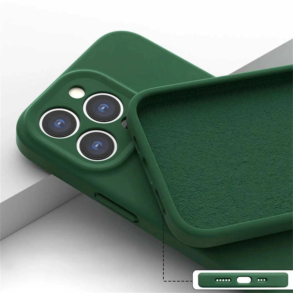 Premium Square Liquid Silicone Phone Case - Colorful Fashion Cover