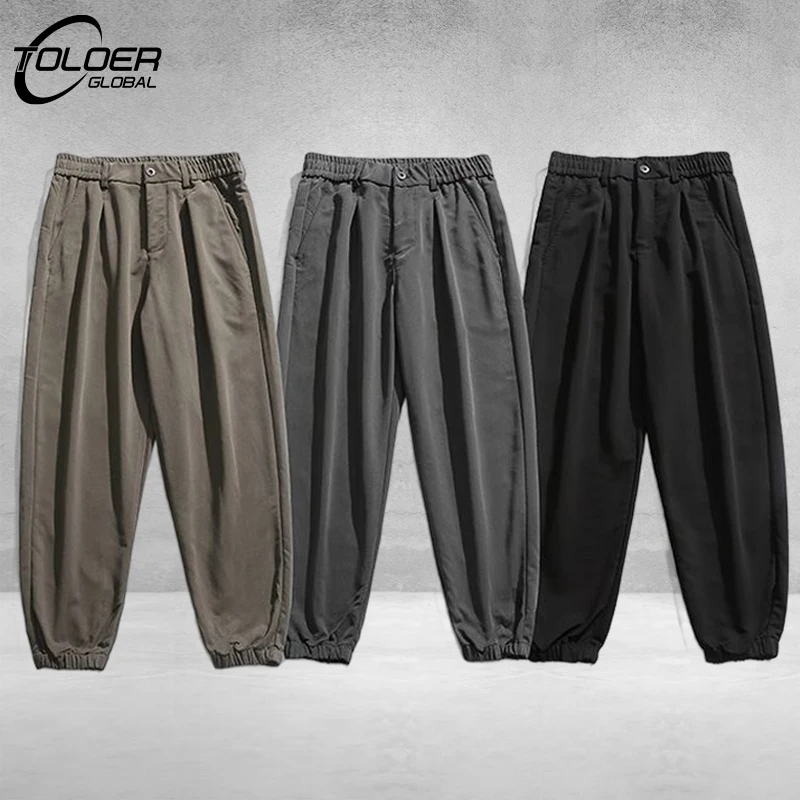 

Spring Summer Mens Solid Color Pants Streetwear Oversize Trousers High Quality Soft Breathable Sweatpants Casual Men Clothing