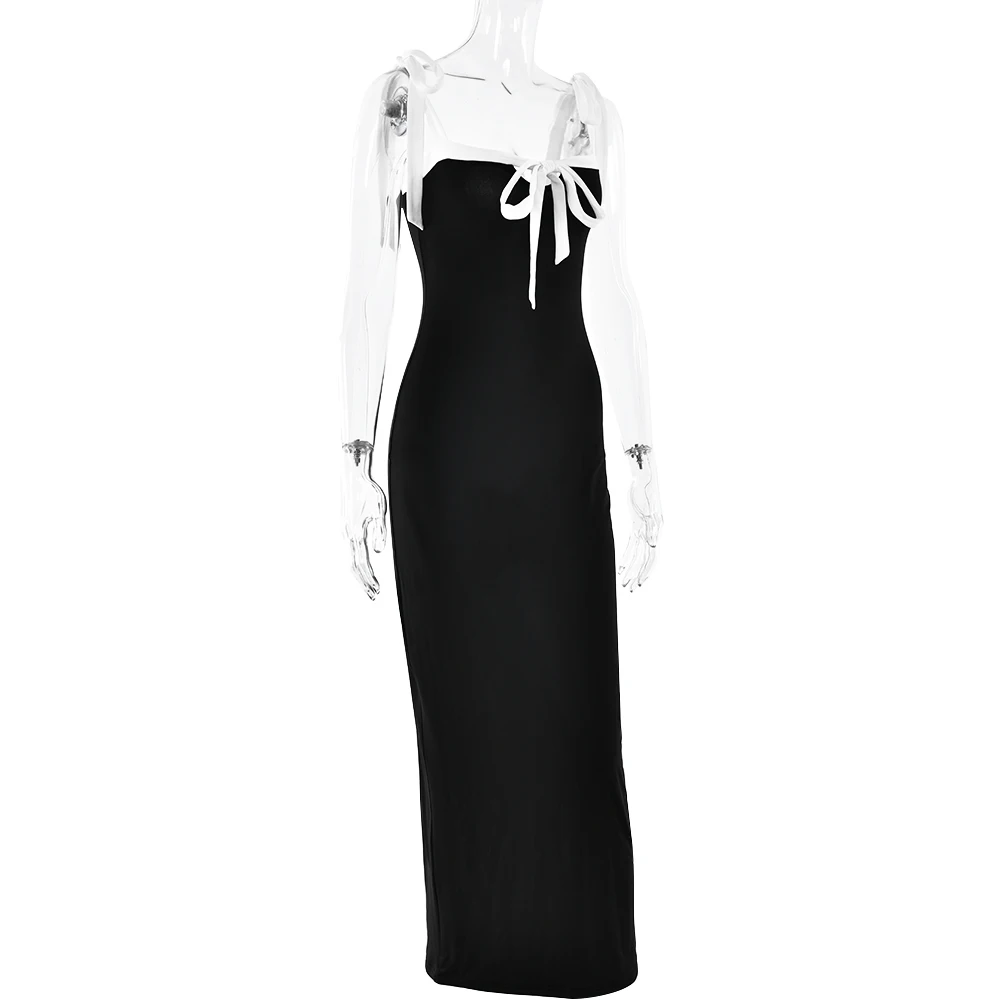 Elegant Sleeveless Elastic Slim Evening Dress Female Sexy Square Neck Backless Long Dress Autumn/Winter 2025 Vestido