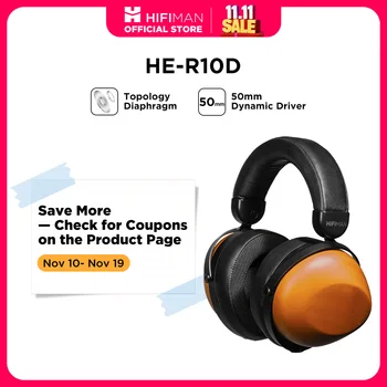 HIFIMAN HE-R10D Dynamic Topology Driver Close-Back Over-Ear Headphones for Home, Studio and Recording-Wired/Wireless