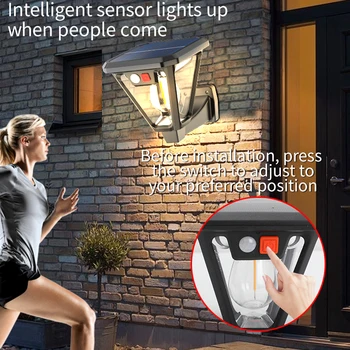 1PC Versatile Floor Lamp/Wall Lamp Dual Purpose Lamp Outdoor Solar Led Outdoor Waterproof Light Outdoor Garden Wall Street Light 1