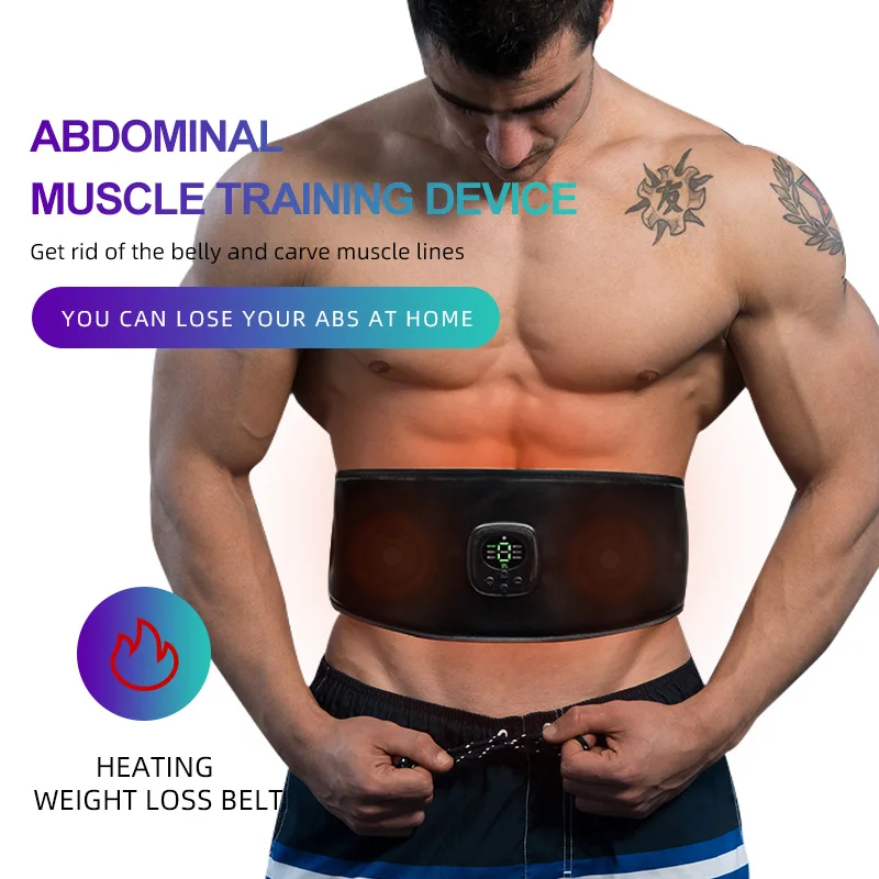 EMS Abs Trainer Heating Electric Muscle Toner Abdominal Toning Belt Muscle Training Body Slim Loss Weight Home Gym Fitness Unise