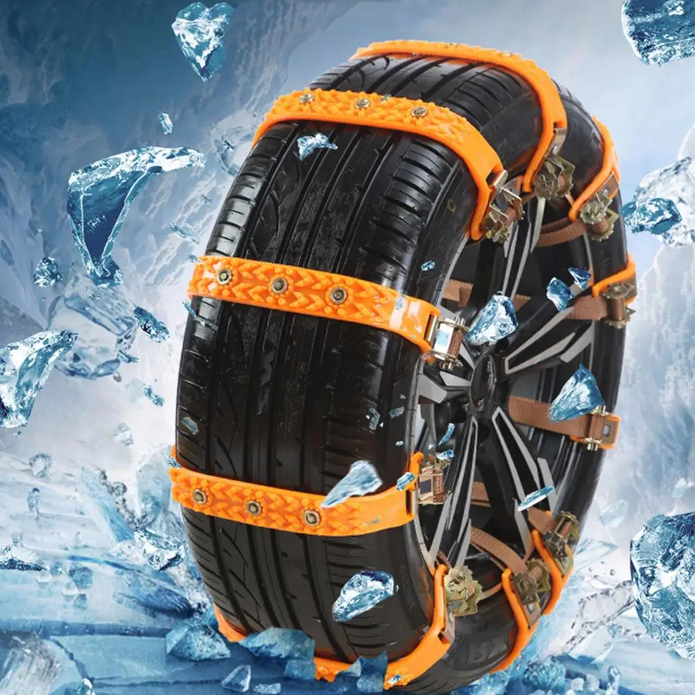 8Pcs Anti-Slip Tire Snow Chains Universal Car Snow Chains for SUVs Trucks Pickups Emergency Adjustable Tire Chain for Rain