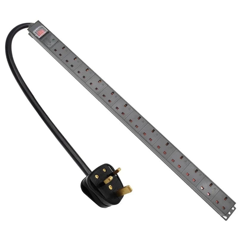 

PDU Power Strip Network Cabinet Rack 13A/16A Aluminum Alloy 13 Way Outlet Break Switch 2m Extension Cord Lightning protection