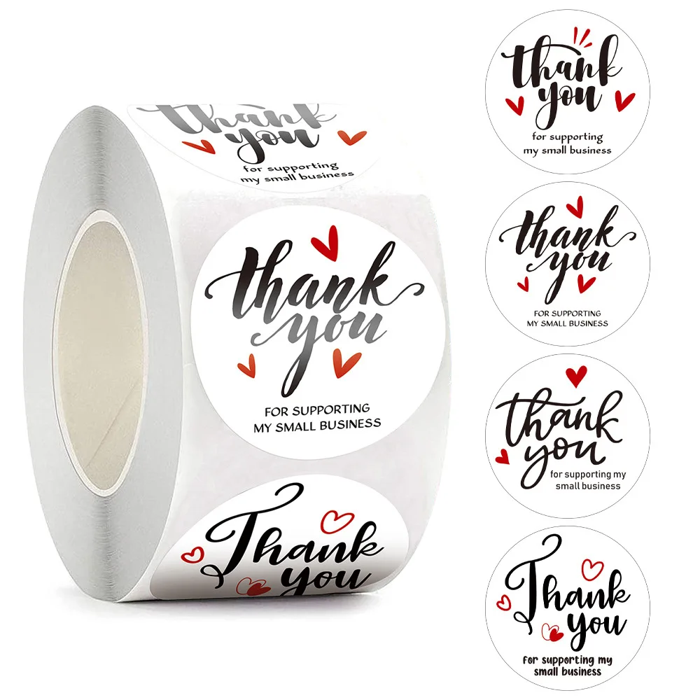 

100-500pcs White Thank You Stickers Small Business Stickers Adhesive Labels For Boutiques Wrapping Supplies 1inch/2.5cm