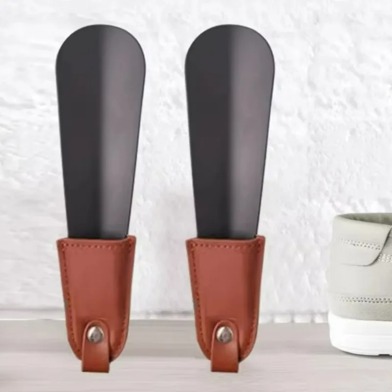 Plastic Shoe Horn 1PC Stainless Steel with Leather Handle Durable Long Helper For Men/Women Easy Wear Shoes Travel-Friendly
