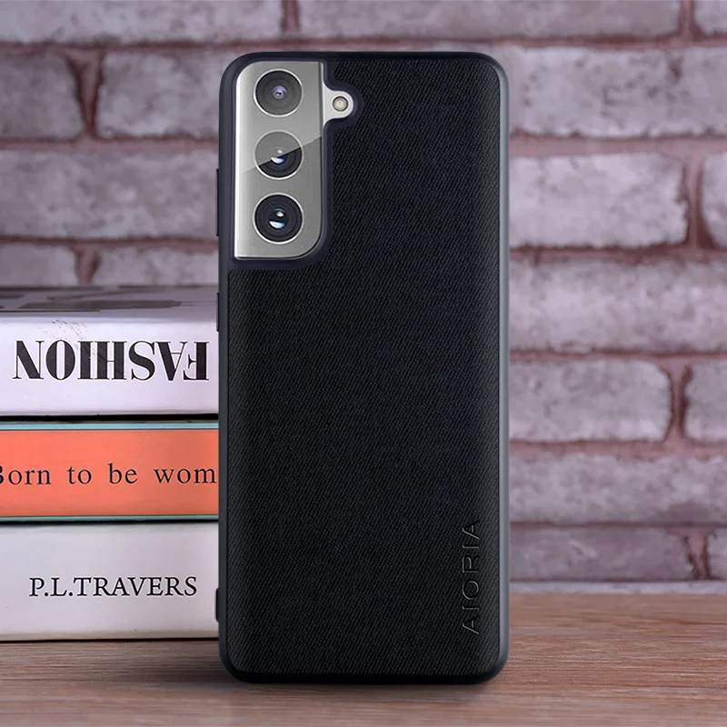 Luxurious Textile Leather Skin Soft TPU Hard Case Cover