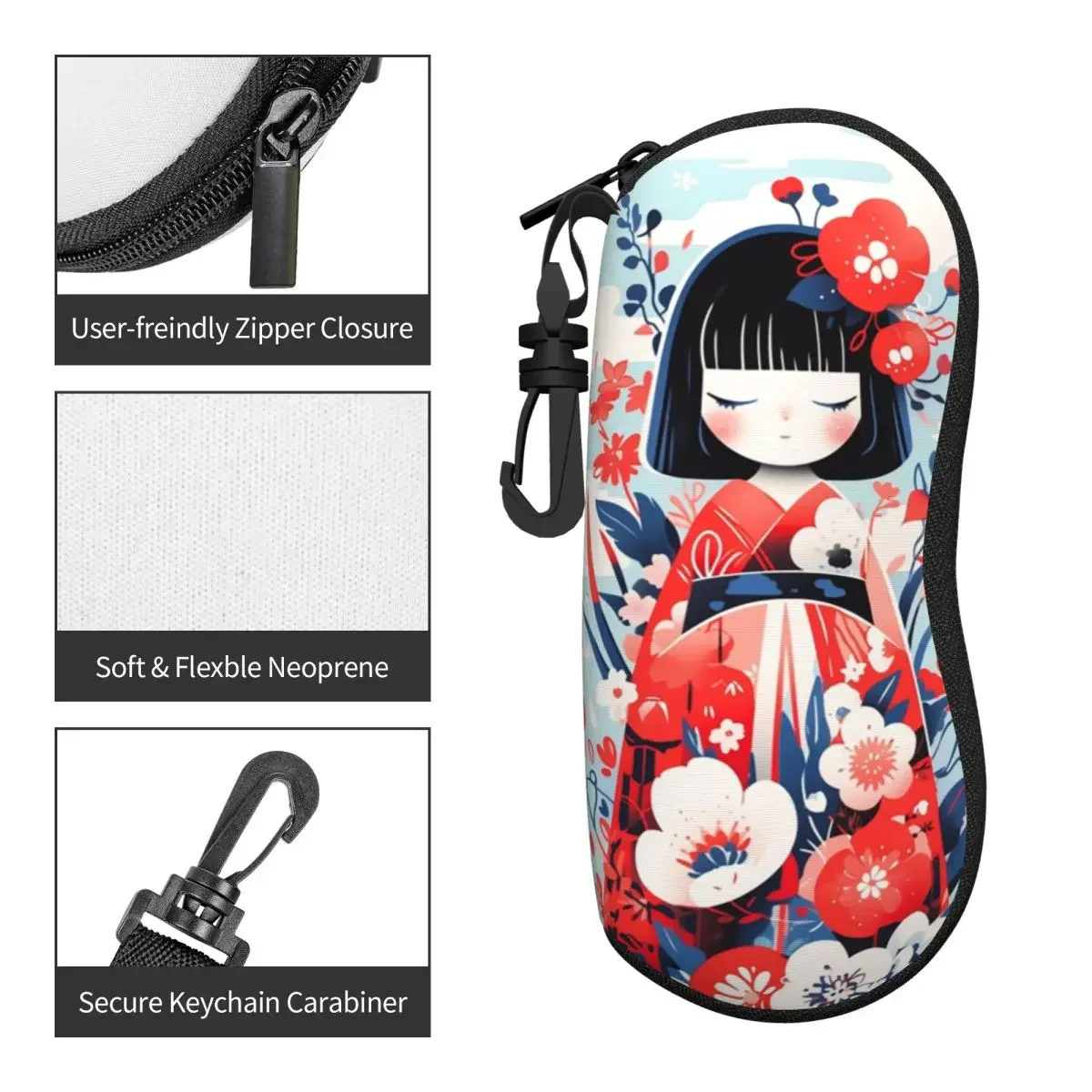 Sakura Japanese Girl Kokeshi Doll Glasses Case Fashion Shell Eyeglasses Case Sunglasses Box