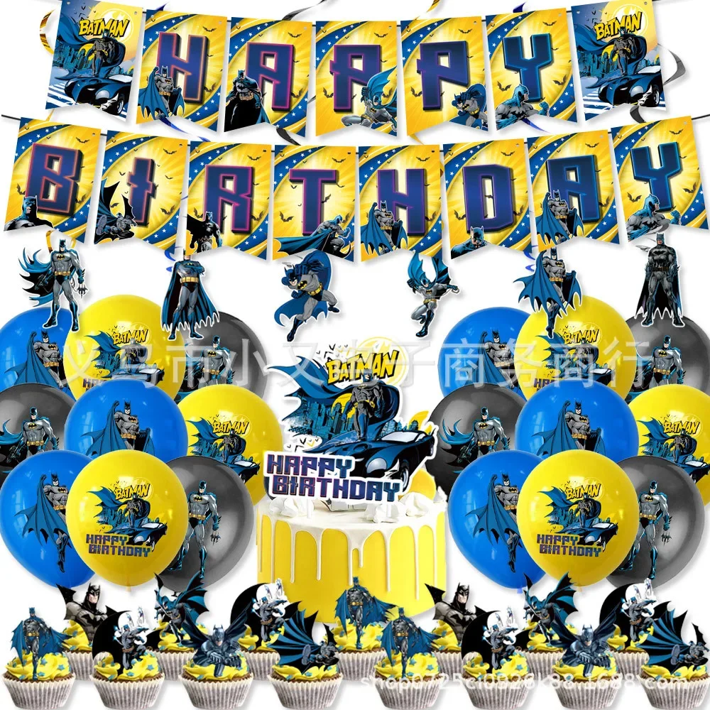 Hot Batman Cartoon Anime Birthday Party Decoration Cake Insertion Balloon Kids Birthday Cartoon Event Party Articoli Decorativi