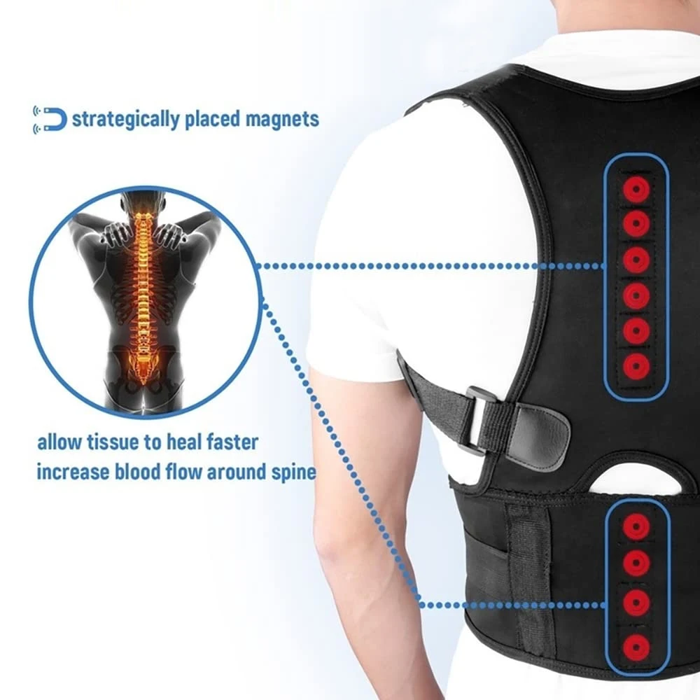 Posture corrector belt adjustable magnet back corset straightener brace shoulder lumbar supports
