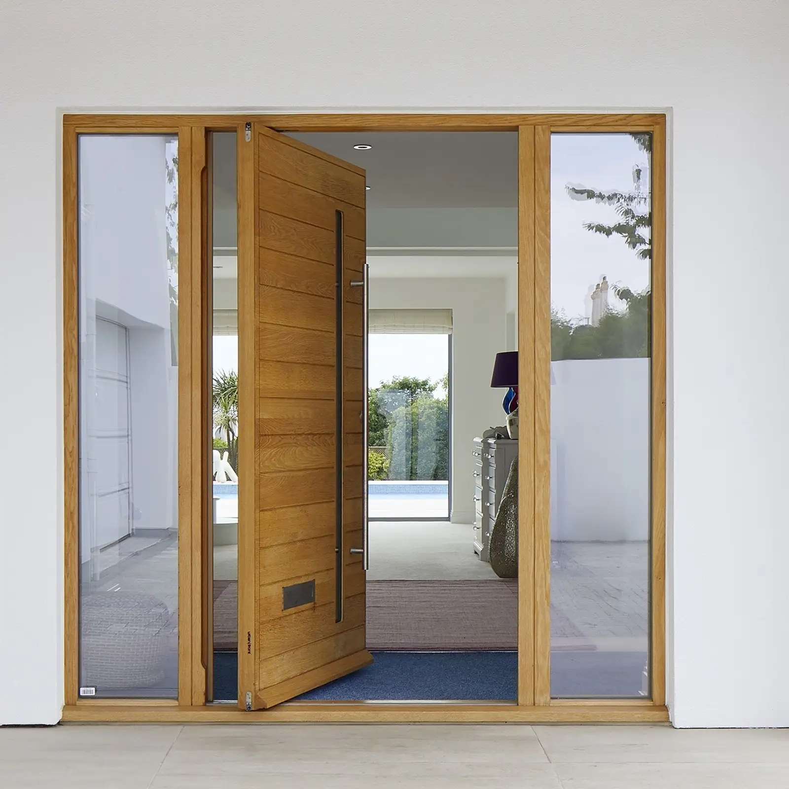 High quality modern wooden material entrance door customized pivot door for villa 5